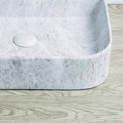 Vasque rectangle à poser LYS en céramique 37 x 37 x 11 cm - Marbre gris